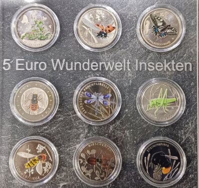 9 x 5Euro Wunderwelt Insekten - Komplette Serie